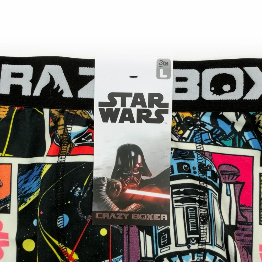 Disney Star Wars Crazy Boxer Briefs Mens Size Large Underwear Chewbacca R2-D2